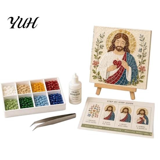 Meaningful Spiritual Art Projects Christian Sea Glass Kit, DIY Religious Mosaic Kit for Adults, Faith Bible Based Creative Hobbies Inspired