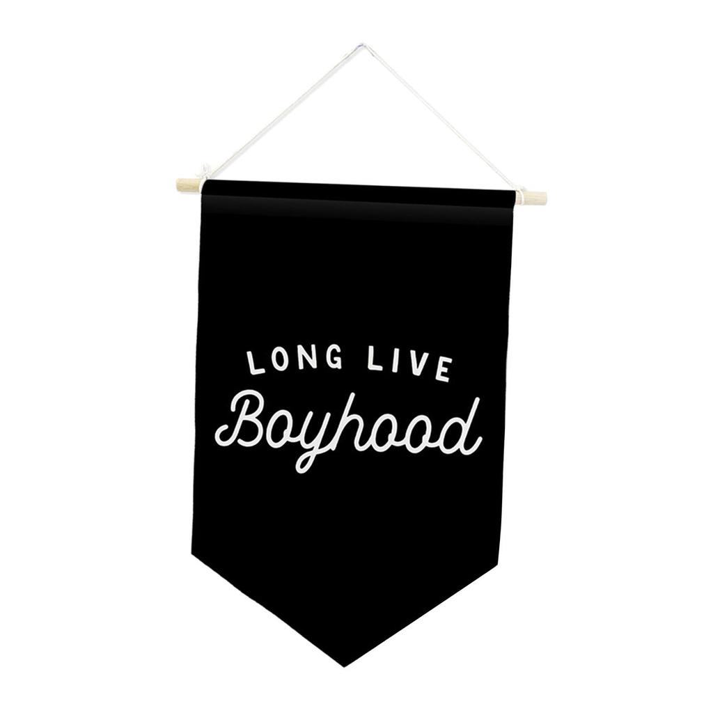 Boyhood Banner Decorative Wall Hanging Pennant Flag Triangle Display Ornament Polyester Wooden