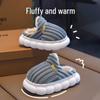 Children's Plush Cotton Slippers for Autumn and Winter - Cozy Indoor Footwear for Boys and Girls, Parent-Child Home Slippers with Heels.