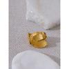 Yhpup New Stainless Steel Metal Geometric Golden Wide Ring Statement Texture 18K PVD Plated Attractive Jewelry Bijoux