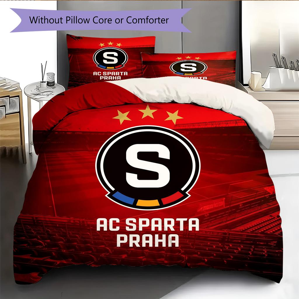 Sparta Prague football logo Pattern Bedding Home Decoration Birthday Gift (1 * duvet cover + 2 * pillowcase, without core)