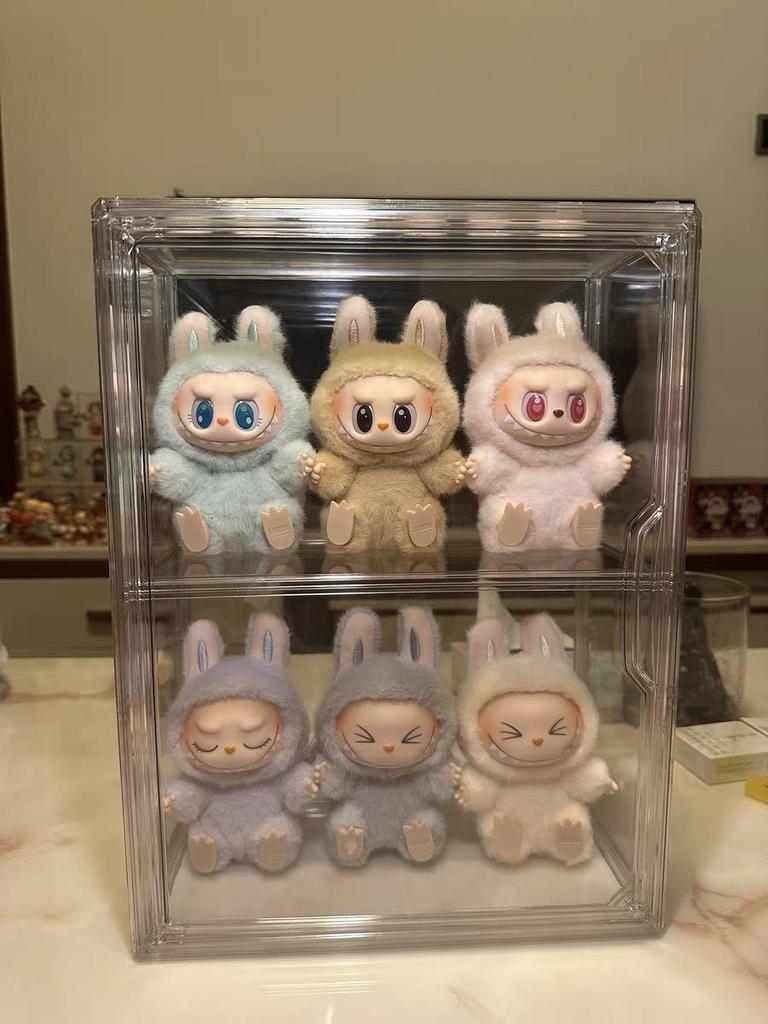 LABUBU Blind Box Desktop Display: Transparent Acrylic Storage Cabinet for Dustproof Figurine Presentation