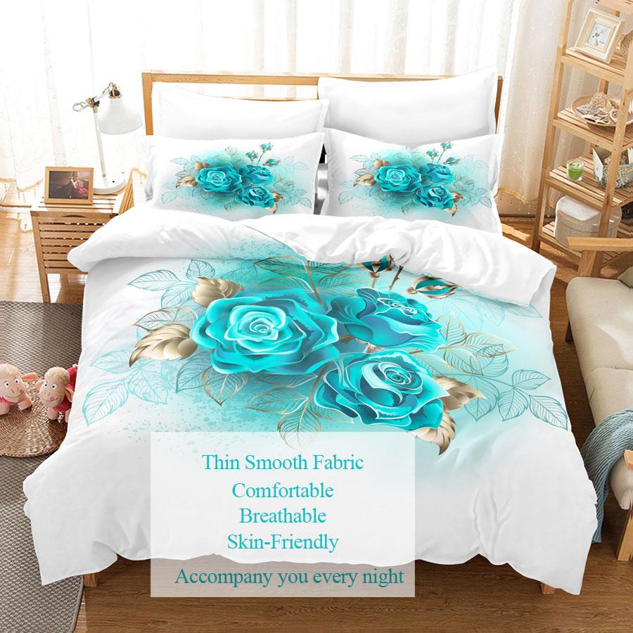 Flower Double Duvet Cover Bedding Set Quilt Case Linens King Queen Full Size 3D Print Pillowcase Single Twin Bed 220x240 200x200