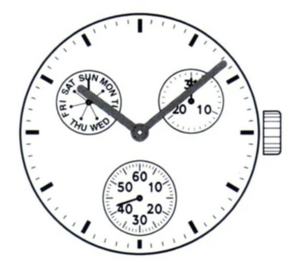 Mechanizm seiko vd76 10 1/2``` ss day10/date2 quartz (377)