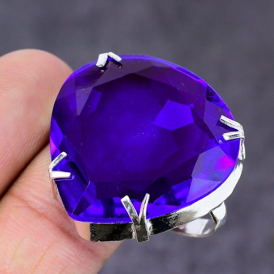 Кольцо ручной работы из стерлингового серебра 925 пробы с натуральным розовым аметистом, размер 9 I7q72