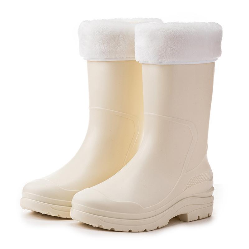 Модные средние и высокие резиновые сапоги женская мода универсальный пучок устье бархатные теплые четырехсезонные дождевые туфли взрослые уличные водные туфли