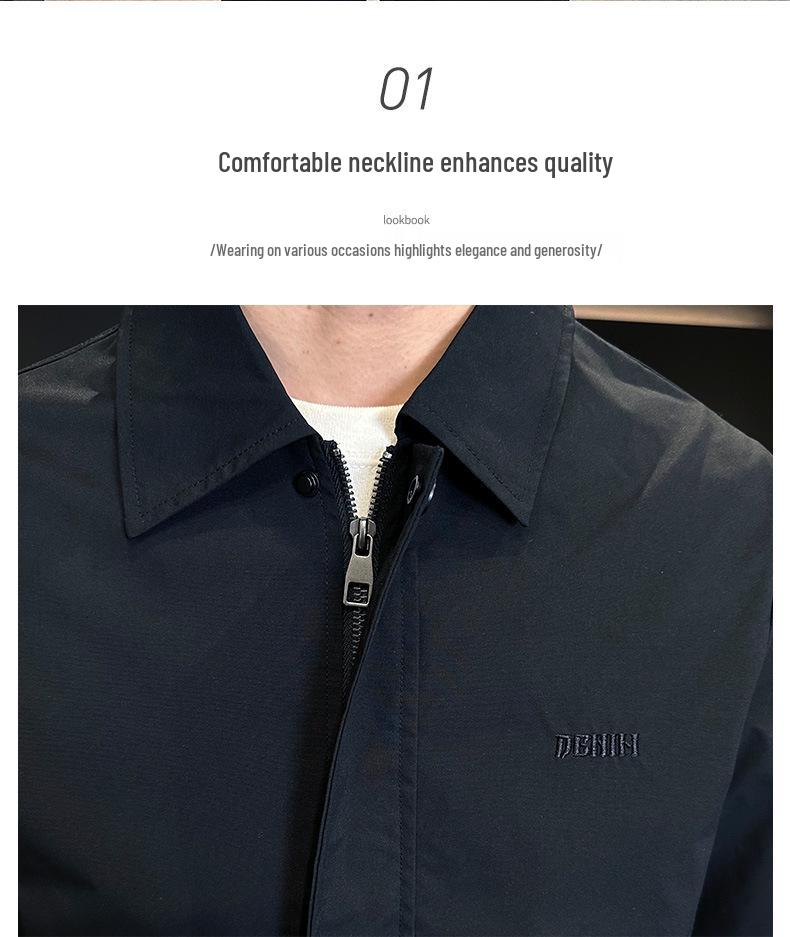 Men's Slim-Fit Turn-Down Collar Coat - Light Mature Autumn Style 2026 Executive Jacket