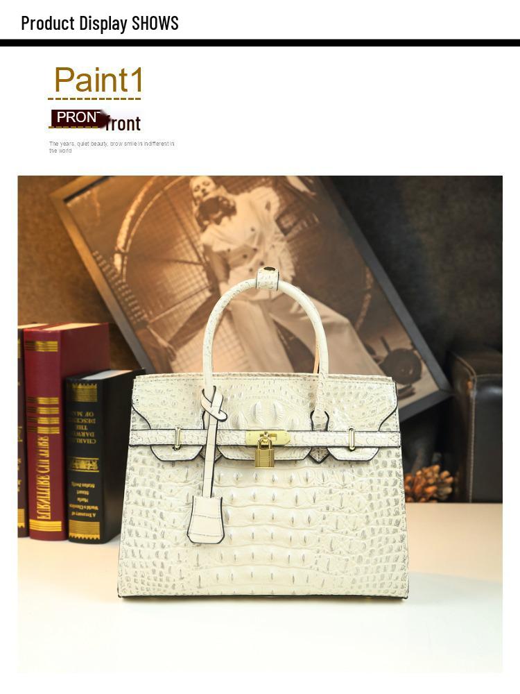 Европейская и американская платиновая сумочка с узором крокодила 2025 года – большая, стильная, прочная кожаная сумка для женщин