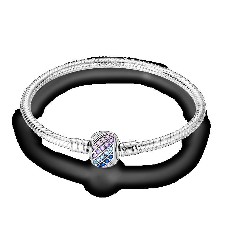 Браслет из стерлингового серебра 925 пробы Бабочка Цветок Клевер Зеленая Кошачья Лапка Любовь Циркон Ювелирные изделия Подарки для женщин 17-20 см