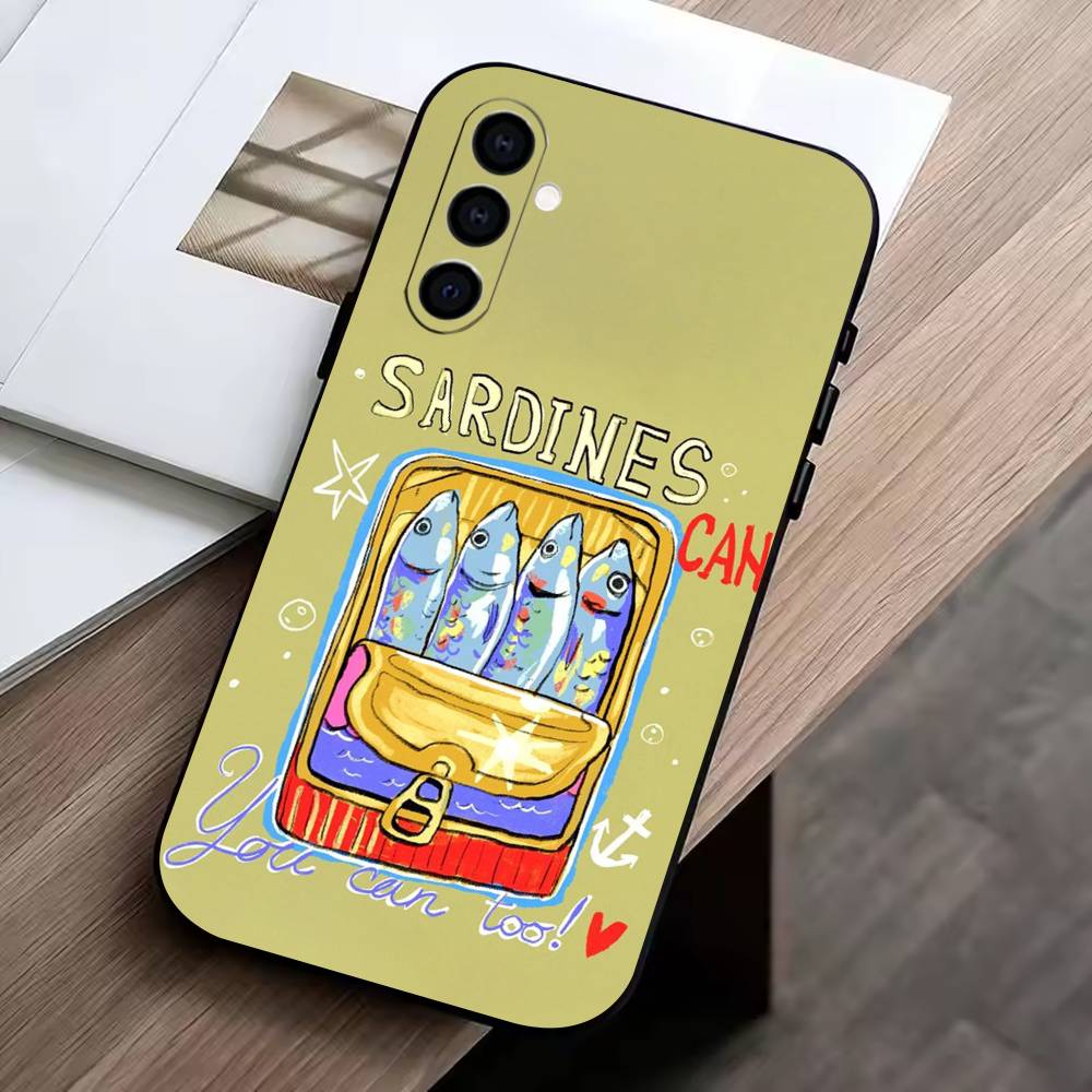 Чехол для телефона "Сардина" Черный Силиконовый Мягкий Для Samsung Galaxy A73,A72,A71,A70,A53,A52,A51