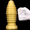 Золотой силиконовый мягкий очень большой очень толстый анальный расширитель на присоске, анальная пробка, анальный фистинг, задний анальный мастурбатор