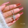 Copper Micro-Inlaid Love Light Luxury Temperament Gorgeous Full Diamond Necklace Female Versatile Collarbone Chain Titanium Steel