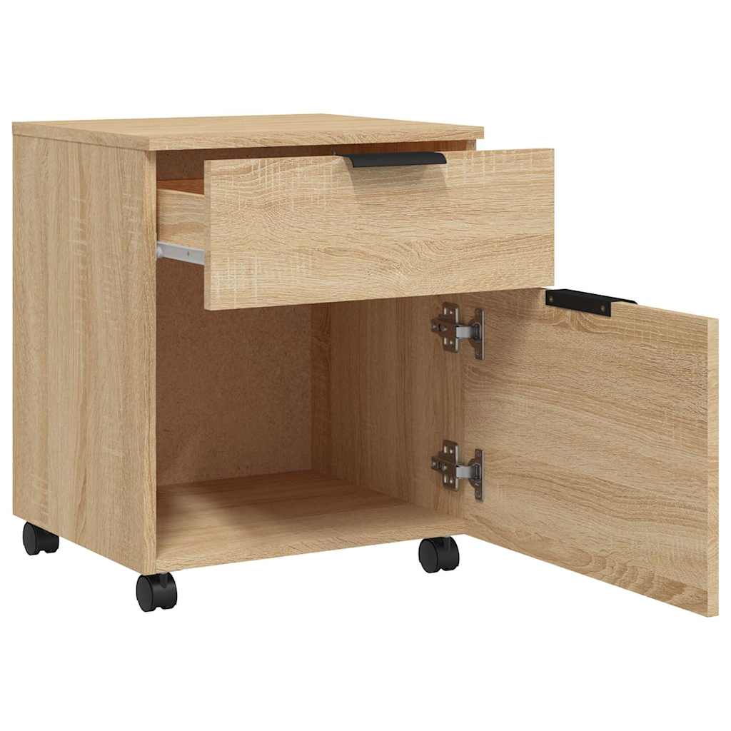 Mobile Filing Cabinet with Casters Sonoma Oak Finish 45 x 38 x 54 cm