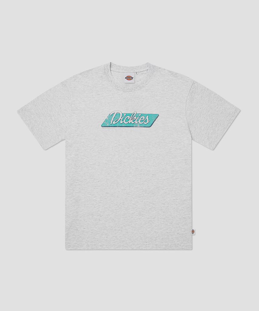DICKIES Cursive Banner Logo T-Shirt White Melange
