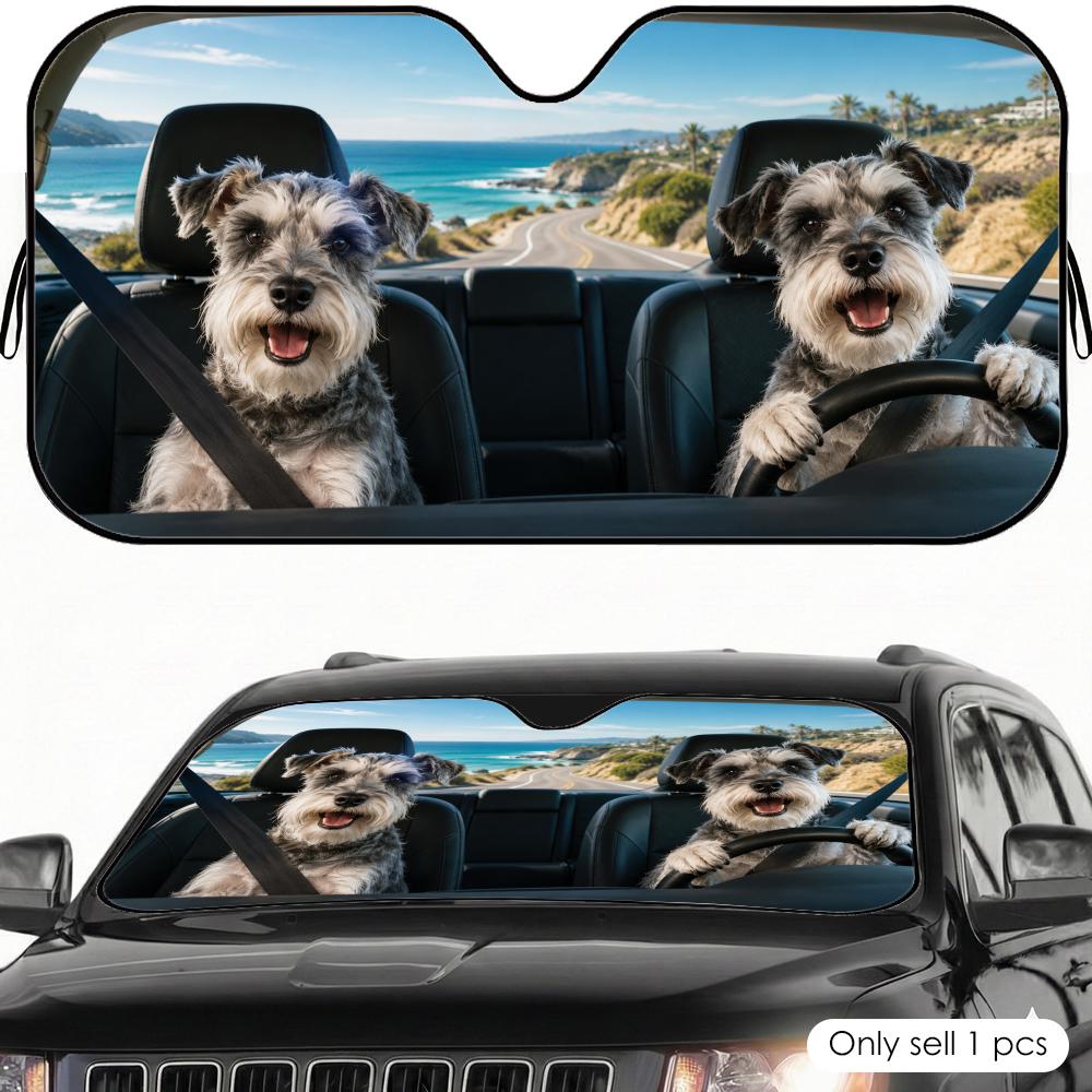 Schnauzer Road Buddies Sun Visor Car Sun Shade Front Windshield Coverings Blocker Auto Protector Window Visor Screen Cover