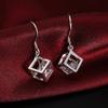 925 Sterling Silver Square AAA Zircon Piercing Earrings Fashionable Wedding Jewelry