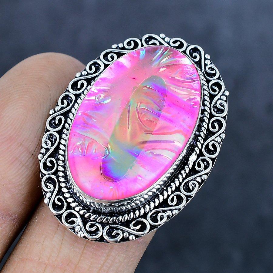 Кольцо из натурального розового триплетного опала из стерлингового серебра 925 пробы, размер 6,5 г3х63