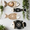 4Pcs/Set Nautical Wooden Fish Wall Decoration Farmhouse Rustic Fish Wall Art Sculpture Home Living Room Bathroom Wall Decorative Sign