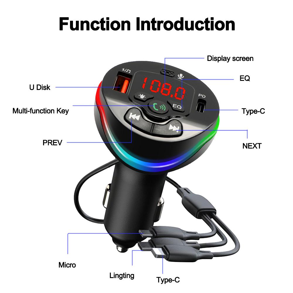 Беспроводной автомобильный Bluetooth Fm-передатчик Handsfree MP3 стерео музыкальный плеер Автомобильный Bluetooth-приемник Автомобильный телефонный адаптер для телефонов