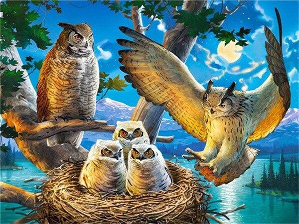 Алмазная картина Сова, полная дрель, украшение для дома, Алмазная вышивка, мозаика с животными, картина со стразами, настенное искусство