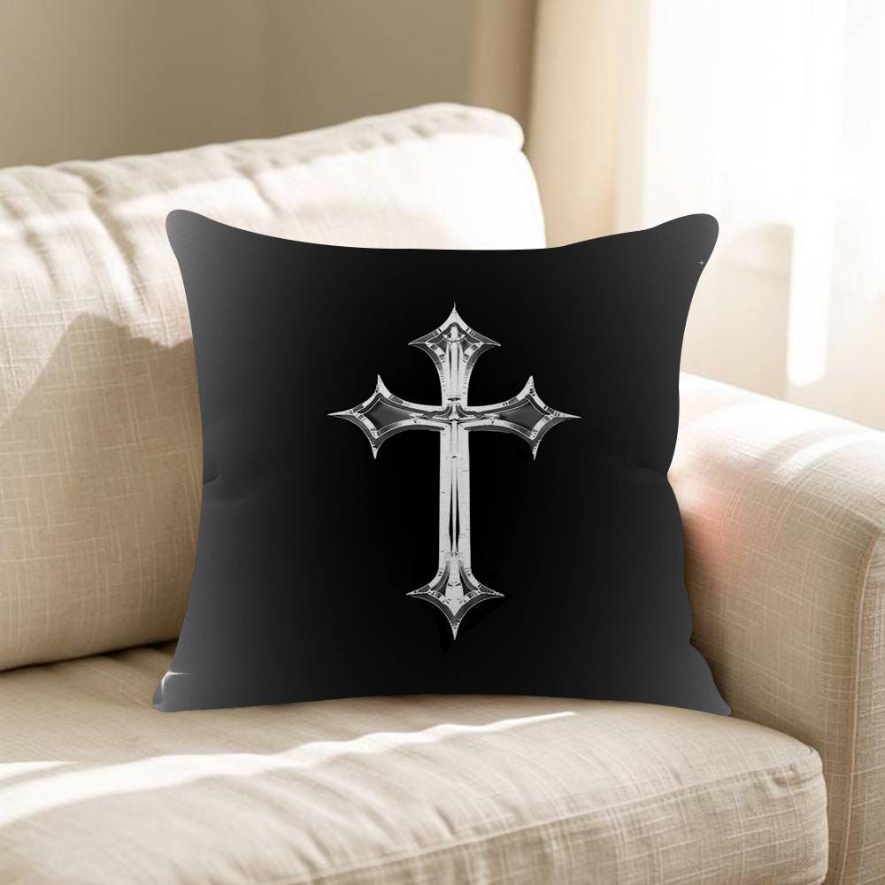 Chic Style Luxury Bilng Bling Gothic Cross Personalized Picture Text Home Decorative Pillows Household Gifts 45x45cm