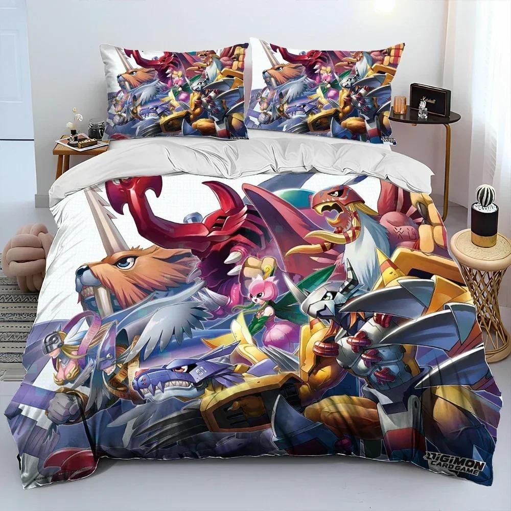 Набор постельного белья Digimon Adventure Мультяшные Монстры 3D Печать Подходит для Спальни Комплект с Пододеяльником и Наволочками Детский Домашний Текстиль
