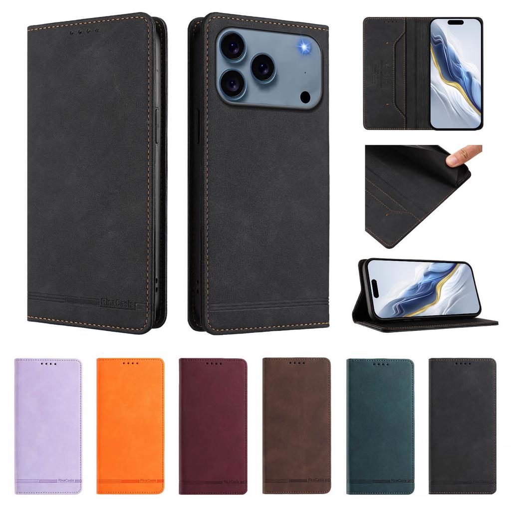 Magnetic Leather Case For iPhone 17 16 15 14 13 12 11 17 Pro Max Air 16 15 Plus 16e SE2 SE3 Flip Wallet Card Slots Cover Funda