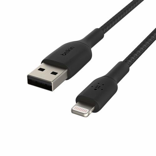 Кабель Belkin USB-A - Lightning в оплетке, совместимый с iPhone 13 / 12 / SE / 11 / XR, быстрая зарядка, сверхпрочный, сертифицированный MFi, 3M, черный, BOOST C
