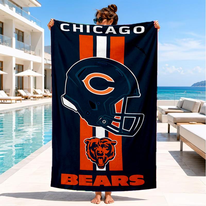 Chicago Bears Beach Towel, Quick-drying, Easy to Care for, Suitable for Both Fitness and Beach Vacations,Sports Essential