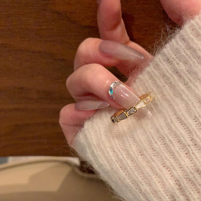 Light Luxury Double Row Pearl Zircon Open Ring Collection Women'S Niche Unique Fashion Temperament Versatile Ring Ring