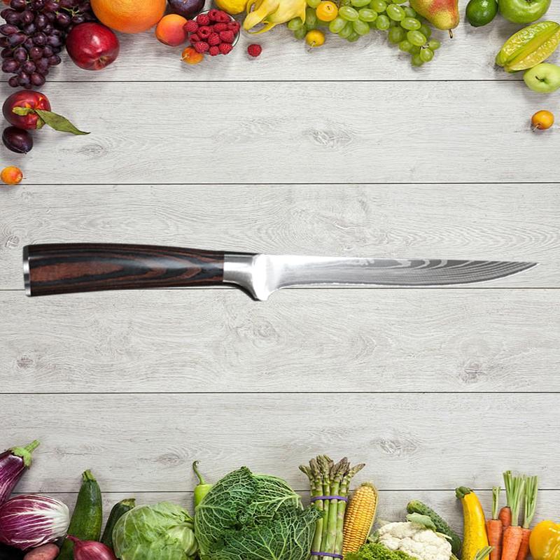 6-дюймовый нож для обвалки Damascus Laser Grain Chef's Knife Удобный домашний нож из нержавеющей стали Кухонный нож для резки Нож для чистки фруктов