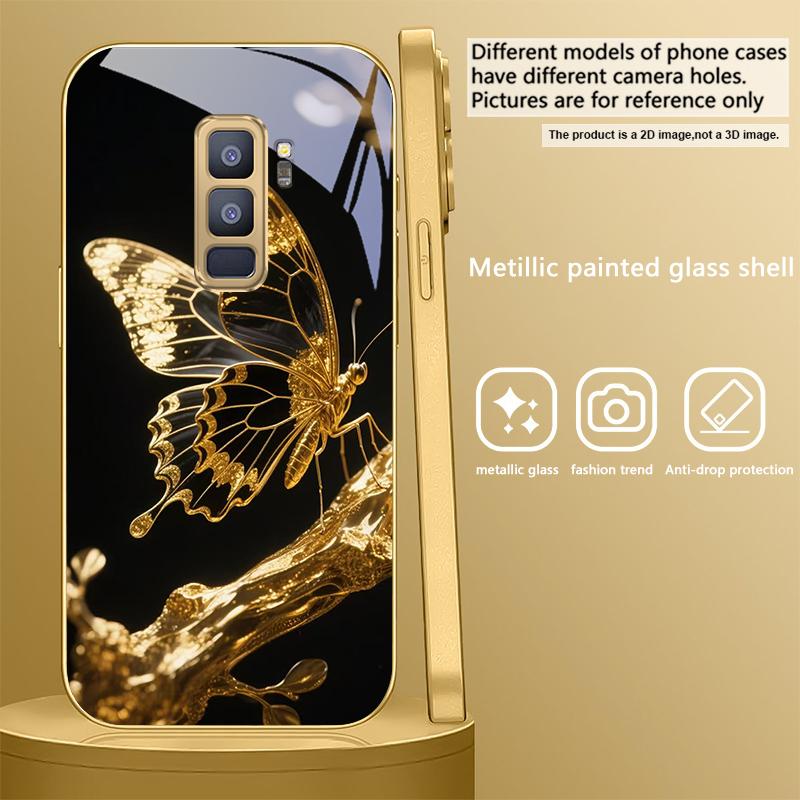 Бабочка на ветке Для Samsung Galaxy S20 FE S21 S22 S23 Plus S24 Ultra S25Ultra S21+ S9+ S22Plus Золотой стеклянный чехол для телефона