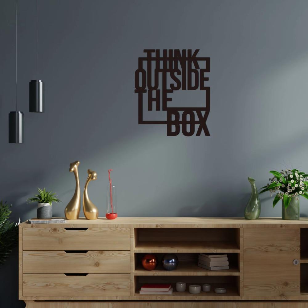 1 шт. Металлический настенный декор "Мысли за пределами коробки" Мотивационный Настенный подвес из черного металла Идеально подходит для декора офиса и дома Стильный