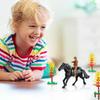 Western Figures Horse Carriage Model Playset Plastic West Figurines Riding Horse Action Figure Educational Toys Table Decoration for Boys Girls Kids