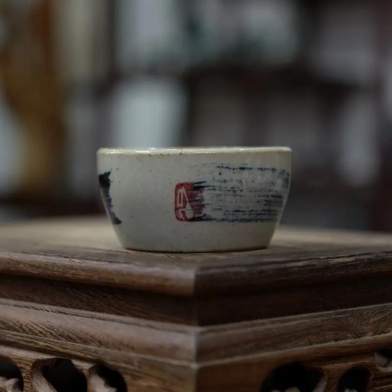 Керамическая чайная чашка ручной росписи, старинная глазурь, чашка мастера, персональный набор для чая Гунфу для офиса, дома, китайский стиль, уникальный подарок