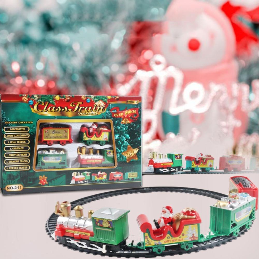 ABS Electric Train Set Battery Powered Electric Rail Cart New Railway Car Toy Xmas Gifts