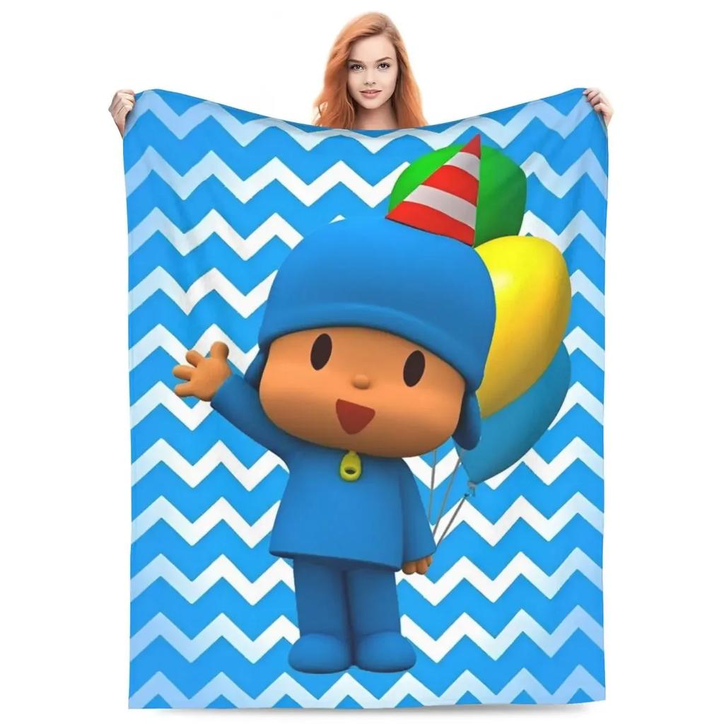 Cute Cartoon PPOCOYO Anime Printed Blanket Picnic Flannel Throw Blanket For Bedroom Warm Soft Custom DIY Quality Bedspread Gift