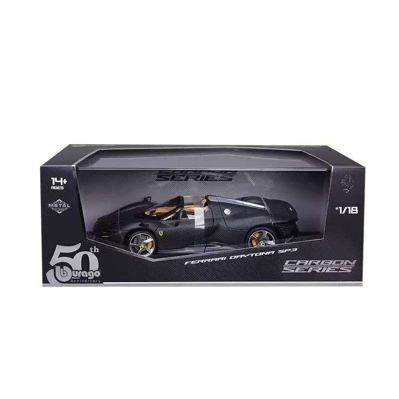 New Original 1:18 Bruago 50th Anniversary Carbon Fiber Texture Ferrari SP3 Alloy Diecast Car Models Collection Toy Birthday Gift