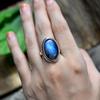 Labradorite Ring for Women, 925 Sterling Silver Ring, Boho Ring, Natural Blue Stone Ring, Statement Ring