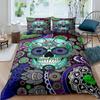 Yellow Sugar Skull Print Home Bedding Sets Duvet Cover Pillowcase Microfiber King Queen Double Twin Polyester Comforter Cover