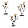 Iron Candelabra with Glass Flower Buds Tabletop Candle Stand for Fireplaces Shelf Countertops Centerpieces Candlestick