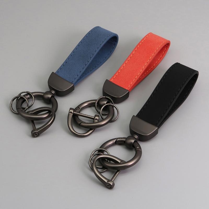 Simple PU Leather Keychain Unique Women Men Car Keyring Antilost Key Holder Unisex PU Leather Car Keychain