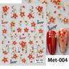 Nail Art Stickers Ins Hot Stamping Red Begonia Flower Cherry Blossom Daisy 3D Adhesive Nail Stickers