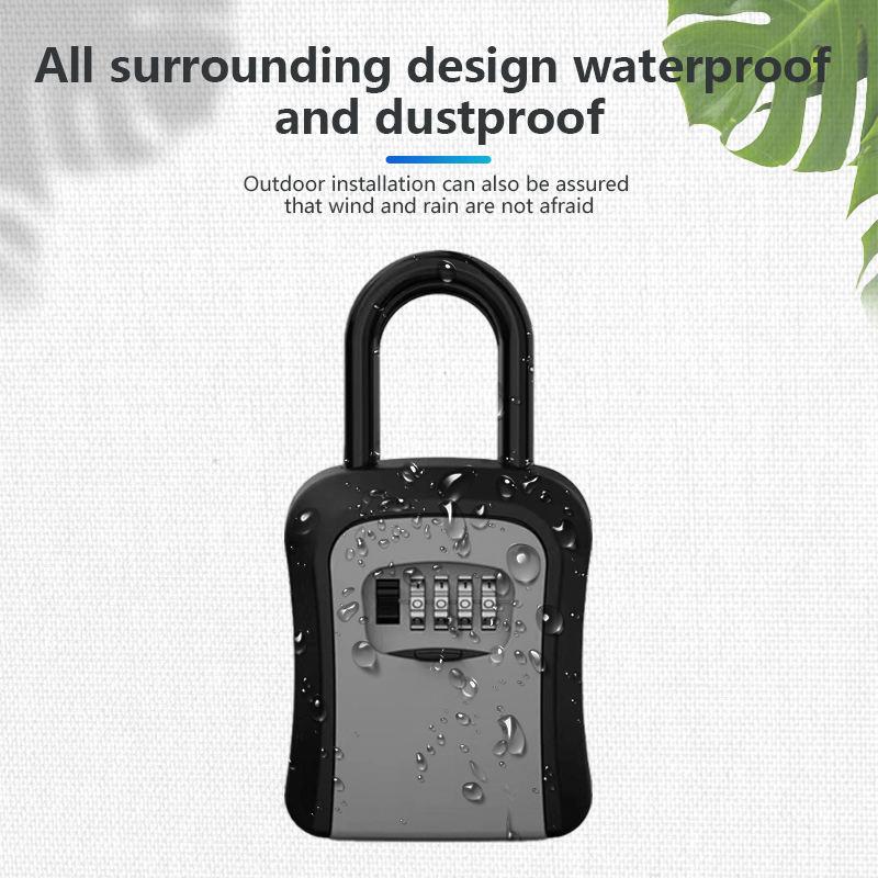 All-metal Padlock Waterproof Safe Key Box 4-Digit Key Boxes Lock Safe Security Storage Lock Box