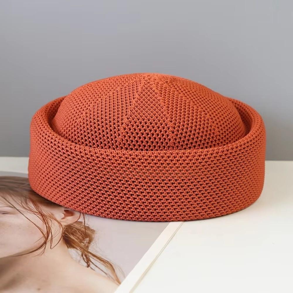 Fashion Elegant Style Mesh Breathable Beret Casual Knitting Hard Melon Peel Hat Stiff Brim Lightweight Sun Hat Outdoor Use