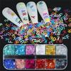 12 Grids/Box Letters Glitter Nail Art Sequins Creative Design Nail Art Glitter Sequins for Finger Decoration Home Nail DIY
