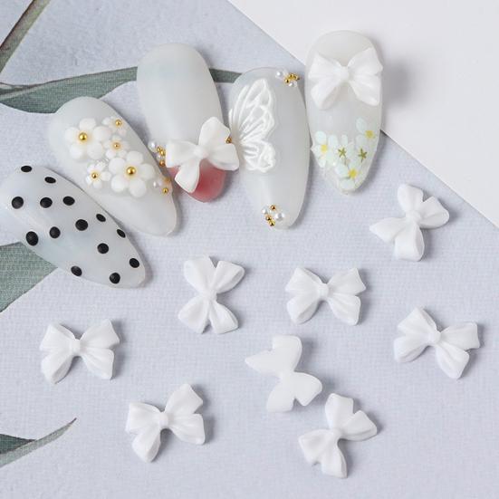 50Pcs Nail Bow Charm Three-dimensional Decorative Resin Exquisite Ornaments Cute Manicure Accessories Store Supply