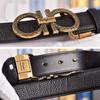 Salvatore Ferragamo 3.3cm Cowskin Men's Belt Luxury Brand Designer Belt Suit Jeans Formal Brand