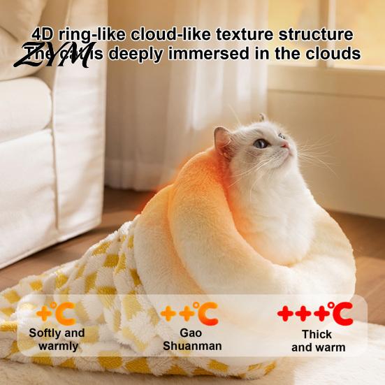 Plush Pet Shelter for Indoor Comfort Cat Sleeping Bag, Soft Cozy Cave Bed, Fluffy Warm Small Animal Snuggle Pouch Puppy Sack, Washable Kittens