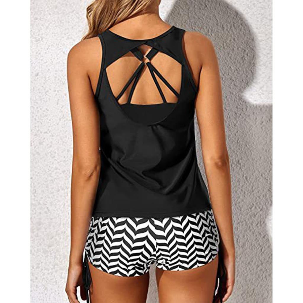 Women's Swimsuit Cross Gathered Skirt Swimsuit Three Piece Set